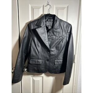 Austin Clothing Co. Womens Black 2 Button Leather Jacket -‎ Size M